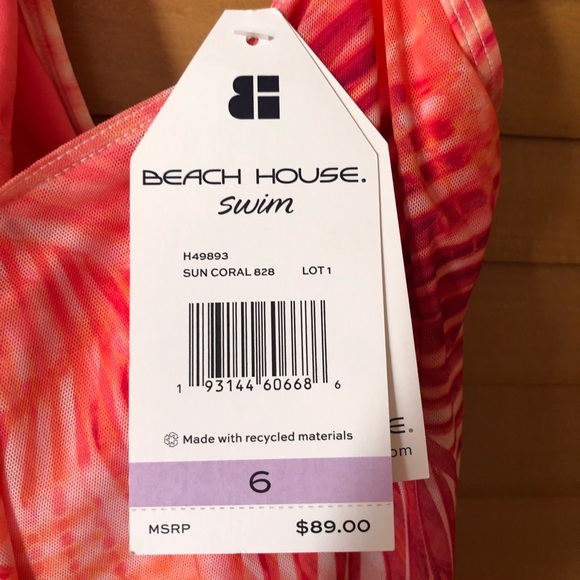 BEACH HOUSE SPORT NWT PRETTY 2 PIECES ORANGE/ CORAL COLOR SIZE 6 UPF 50+ SUN - Picture 3 of 15
